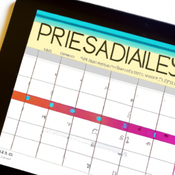 A close-up of a digital calendar on a tablet, highlighting key project deadlines.