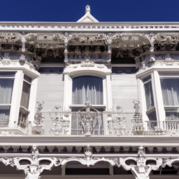 A close-up of the intricate details of a Victorian-style house in San Francisco.