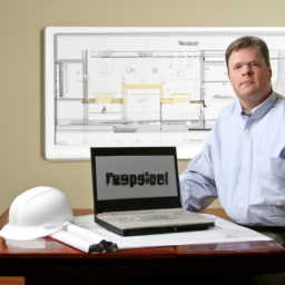 A construction manager using an ERP dashboard to oversee project operations.