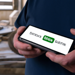 A contractor receiving an automated SMS notification about a project update on their smartphone.