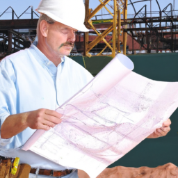 A contractor reviewing blueprints on a construction site, emphasizing the importance of planning and precision.