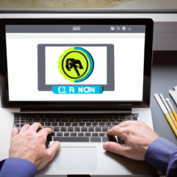 A contractor using a CRM tool on a laptop.