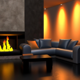 A cozy living room with a fireplace and comfortable seating.