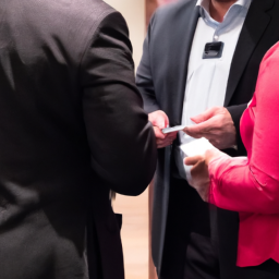 A diverse group of professionals engaging in a networking event.