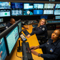 A diverse team of crew members in a control room, each focused on their specific tasks, illustrating role clarity.