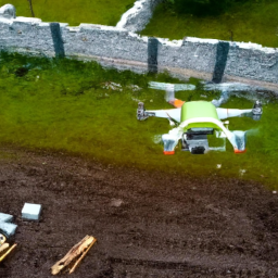 A drone capturing aerial footage of an ongoing construction project.