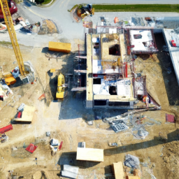 A drone surveying a construction site.