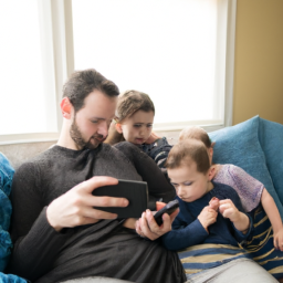 A family using a texting app to communicate across long distances.