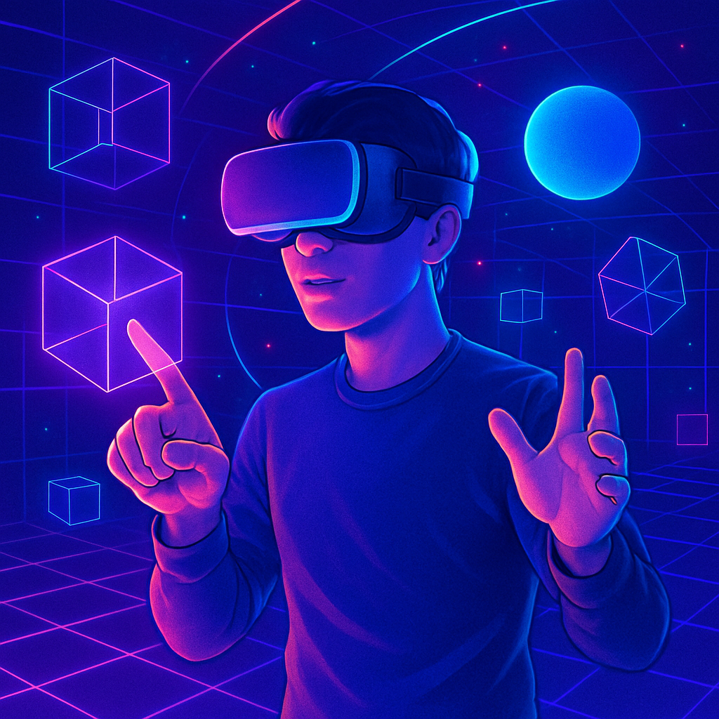 A futuristic virtual reality setup, showcasing the potential of immersive multimedia experiences.