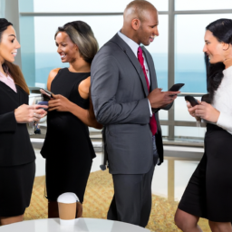 A group of colleagues using a two-way texting app for team communication.