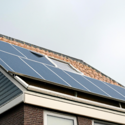 A house with solar panels installed on the roof, visible from the side view.