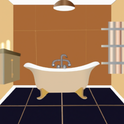 A luxurious bathroom with a freestanding tub and elegant fixtures.