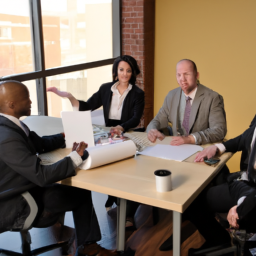 A meeting between a contractor and potential clients discussing a project.