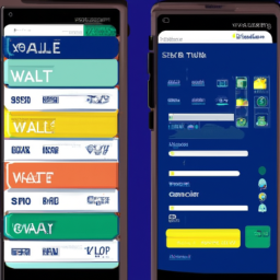 A mobile phone displaying a digital wallet with multiple credit card options.