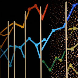A neural network diagram overlaying a stock market chart, illustrating AI