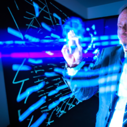 A project manager reviewing AI-generated forecasts on a digital dashboard