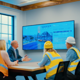 A team meeting discussing CRM analytics and project strategies.