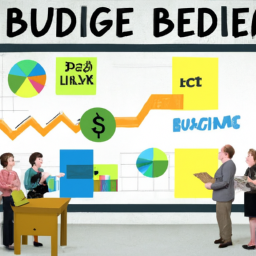 A team meeting discussing project budgets.