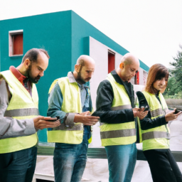 A team of contractors receiving updates on their mobile devices via the app.