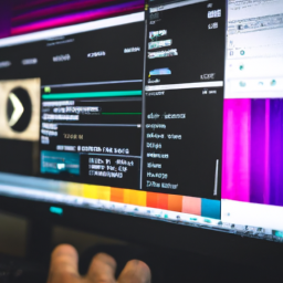 A video editor working on a project using professional editing software.