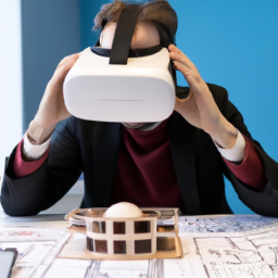 An architect using virtual reality for building design.