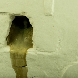 An example of a leaky pipe within a wall, showing water damage.