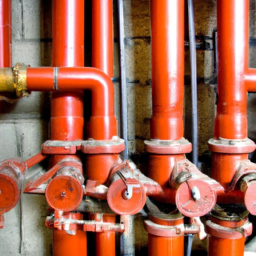 An image showing a manifold system installed in a plumbing wall.