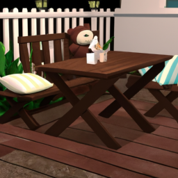 An outdoor patio with comfortable seating and ambient lighting, perfect for entertaining.