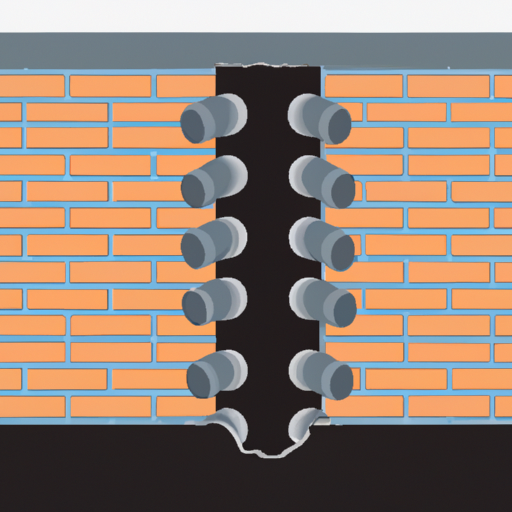 Illustration of a cross-section of a wall showing plumbing pipes and their layout.