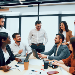 Team members engaged in a brainstorming session.