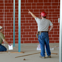 Team of workers addressing punch list items in a newly constructed building.